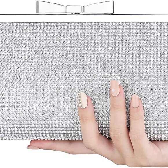 Evening Clutch Bag Cocktail Prom Sparkly Rhinestone Crystal Bride and Bridesmaid - Picture 9 of 9